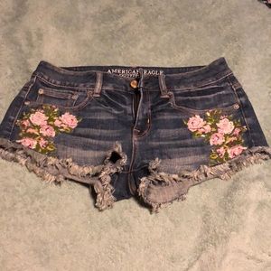 AE embroidered jean shorts
